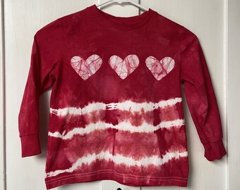 Valentines Day Shirt, Kids Valentine Shirt, Girls Tie Dye Shirt, Boys Tie Dye Shirt, Red Heart Shirt, Batik Shirt, Red Tie Dye Shirt (4/5)