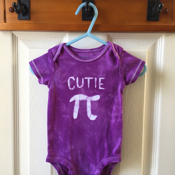Purple Pi Day Baby Bodysuit (6 months), Pi Day Baby Shirt, Batik Cutie Pi Bodysuit, Nerdy Baby Bodysuit, Math Baby Gift
