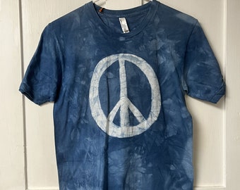 Blue Peace Sign Shirt, Mens Peace Sign Shirt, Womens Peace Sign Shirt, Blue Peace Shirt, American Made Shirt, Dark Blue Peace Shirt (S)