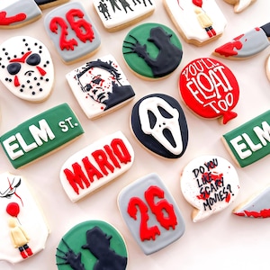 Horror Movie Decorated Sugar Cookie Set - Scream IT Myers Freddie Elm SCARY Party Favor