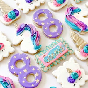 Unicorn Decorated Sugar Cookie Set - Unicorn Girly Princess Party Favor