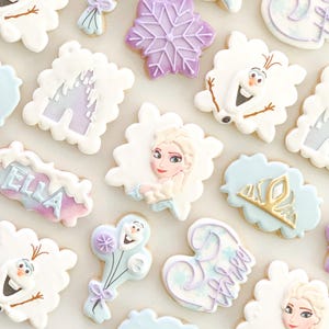 Frozen Decorated Sugar Cookie Set - Elsa Olaf Princess Birthday Party  Favor