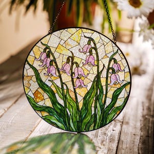 Glasmalerei-Maiglöckchen Suncatcher Fenster Dekor Geschenk für Gartenliebhaber