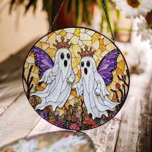 suncatcher stained glass ghost fairy crown Halloween gift