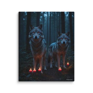 Gothic Wolf Art Print: Red Eyes, Dark Fantasy Canvas