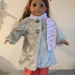 18 inch doll faux fur coat and scarf