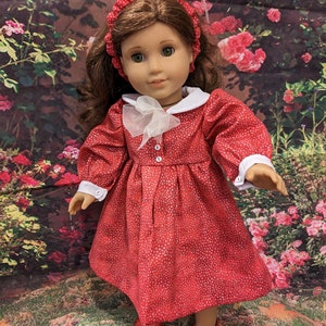 Red with Silver 18 inch doll dress and headband