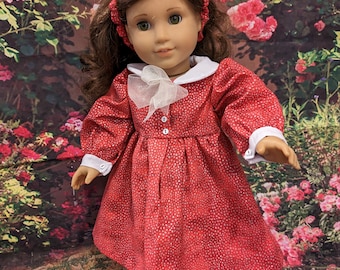 Red with Silver 18 inch doll dress and headband