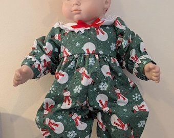 Sweet 15 inch baby doll Christmas Romper