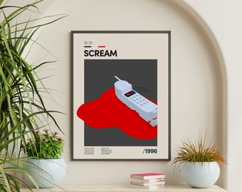 Diseño minimalista de póster de Scream (1996) (3 tamaños)