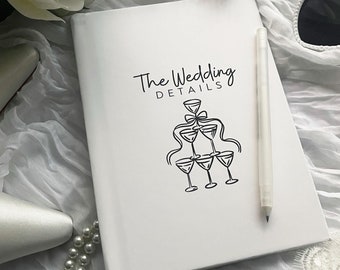 Wedding Planning Notebook Hardcover | White Coquette Wedding Planning Journal | Engagement Gift for Her | Bridal Organizer Book | Bride Gift