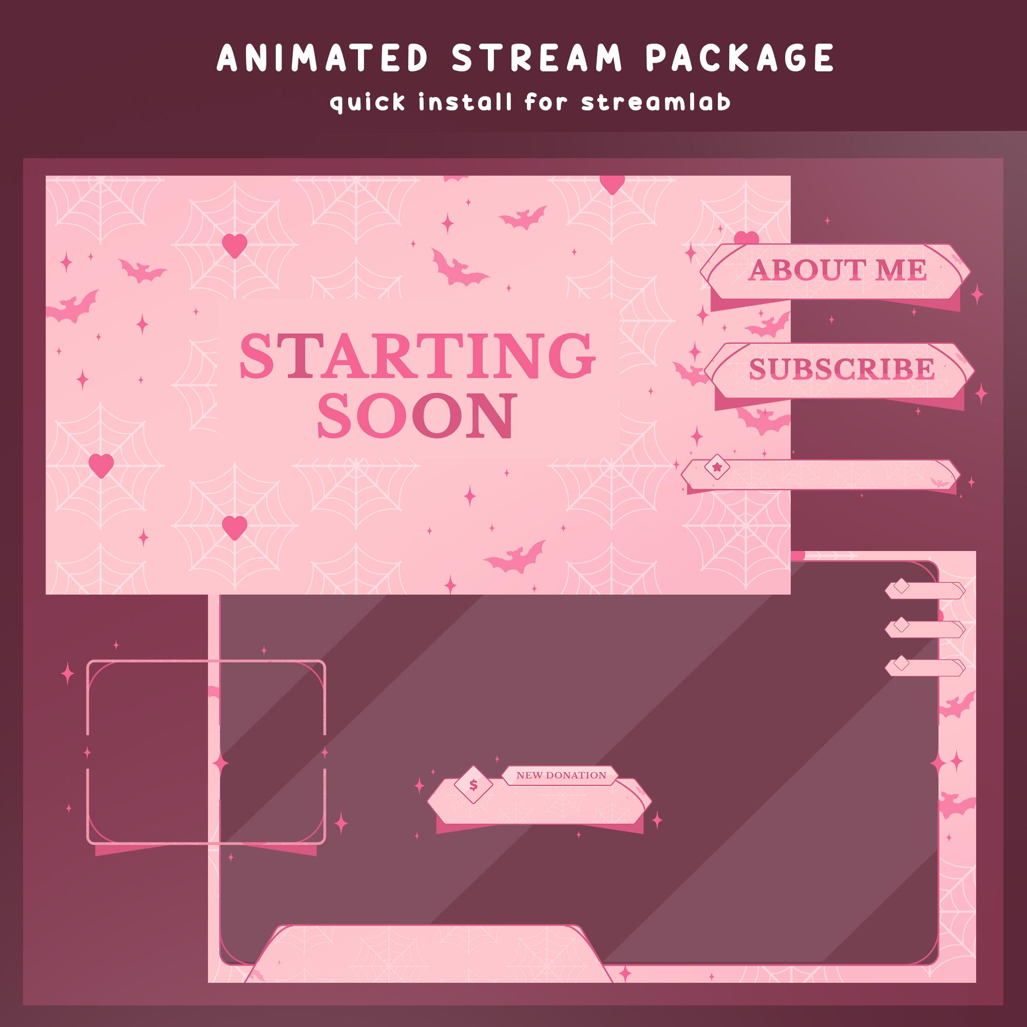 Wrb Overlay Charmed Bats Animated Stream Overlay Bundle, Halloween Pink Spider Web ...