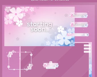 Floral Breeze Animated Stream Overlay Bundle, Animated Flower Twitch, Pink White Overlay, Cute Overlay, Girly Overlay Twitch, Kawaii Overlay