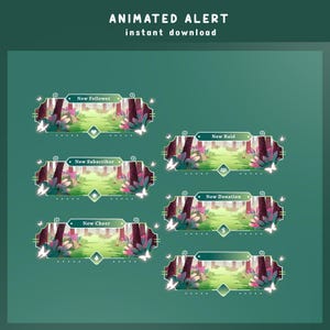Grüner Wald Animierte StreamAlert Overlay, Wald Thema Stream Paket, Streamer Ästhetik, Kawaii Overlay, Animierte TwitchAlert Grün