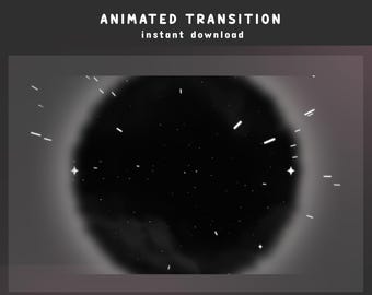 Chibi Galaxy  Animated Stinger Transition Overlay, Black White Transition Overlay, Kawaii Stream Transition, Starry Overlay Design,Goth Cute