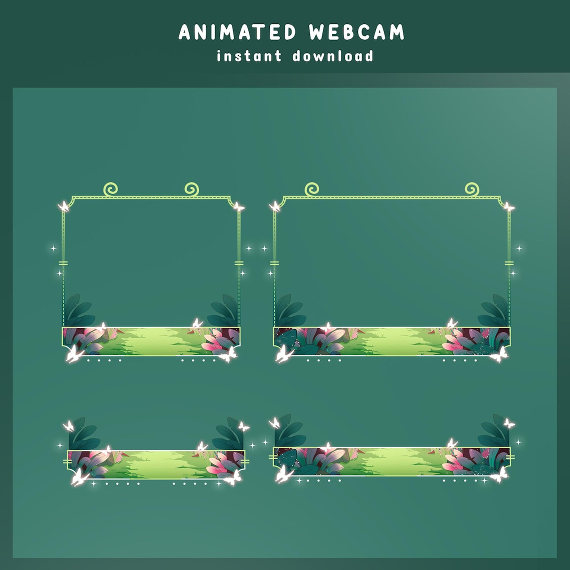 Green Forest Animated Stream Overlay Bundle, Fantasy Forest Stream ...