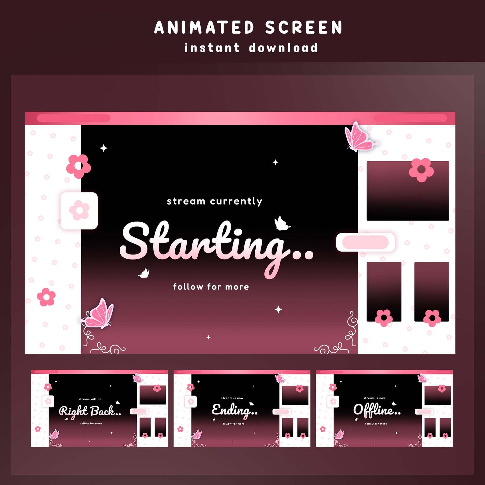 Stream Screen Butters Butter Belle Animated Stream Screen Overlay, Cozy Gaming, Cute Stream ...