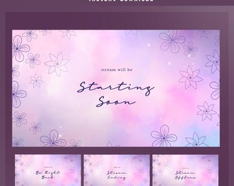 Starlight Flowers Animated Stream Screen Overlay, Pink Purple Stream Screen, Dreamy Flower Vtuber, Aesthetic Streamer Screen, Cute Twitch