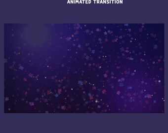 Flower Petal Animated Stinger Transition Overlay for Twitch, Purple Floral Decoration, Glitter Dust Particles, Outer Space Aesthetic, OBS