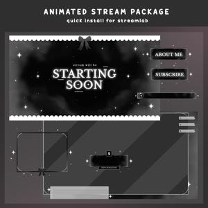 Pacchetto di sovrapposizioni di streaming animate Chibi Galaxy, sovrapposizione di galassia in bianco e nero, sovrapposizione di streaming monocromatica, sovrapposizione di tema spazio stellare, cielo notturno