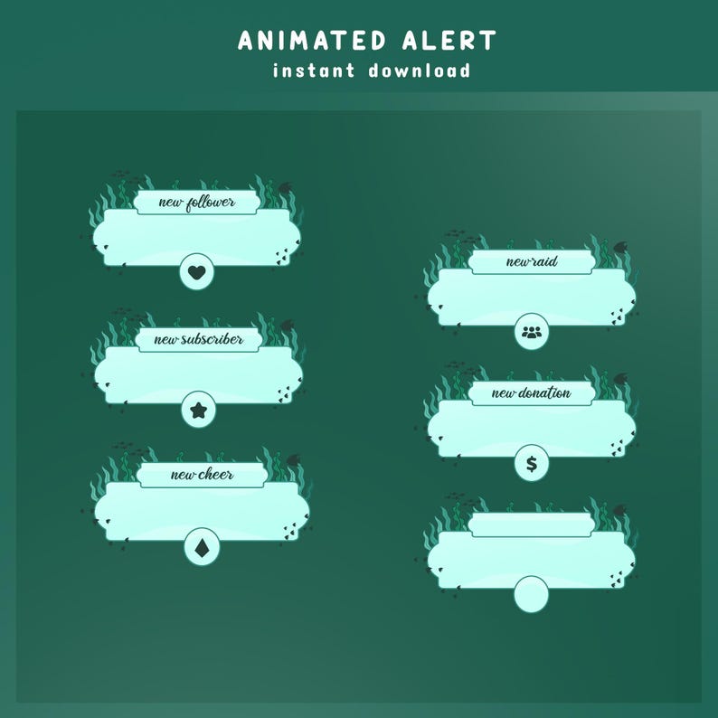 Reef Flow Animated Stream Overlay Bundle, Underwater Twitch Overlay ...