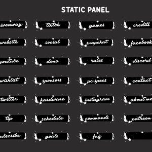 Star Stream Void Animated Stream Panel Overlay for Twitch, Live Stream Overlay, Space Galaxy Theme, Black and White, Cute Rounded Panels