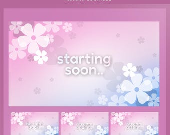 Floral Breeze Animated Stream Screen Overlay, Flower Stream Screen, Pink Purple Stream Vtuber, Girly Twitch Overlay, Kawaii Stream Twitch