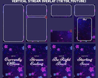 Flower Petal Animated Stream Overlay for Tiktok, Vertical Stream Screen, Fantasy Streaming Theme, Soft Purple Color Palette,Soft Glow Design