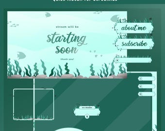 Reef Flow Animated Stream Overlay Bundle, Underwater Twitch Overlay, Fish Theme Overlay, Under The Sea Overlay, Ocean Overlay, Aqua Overlay