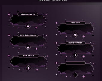 Lavender Moonrise  Animated Stream Alert Overlay, Purple Stream Alert, Night Sky Stream Alert, Minimalist Alert Overlay, Cute Animated Alert