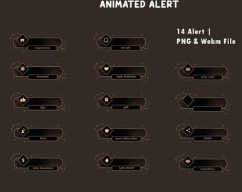 Eclipse Glow Animated Cute Lofi Stream Alert Overlay for Twitch, Gold Black Accent, Constellation Design, Ambient Space Alerts, Soft Glow