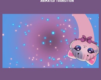 Pinkie Love Kitty Animated Stinger Transition Overlay, Pink And Purple Transition, Ribbon Kitty, Heart Theme Overlay, Soft Glow Aesthetic