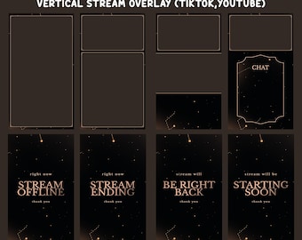 Eclipse Glow Animated Stream Tiktok Overlay, Gold Black Accent Vertical, Constellation  Design, Planet Theme Overlay, Soft Glow Overlay