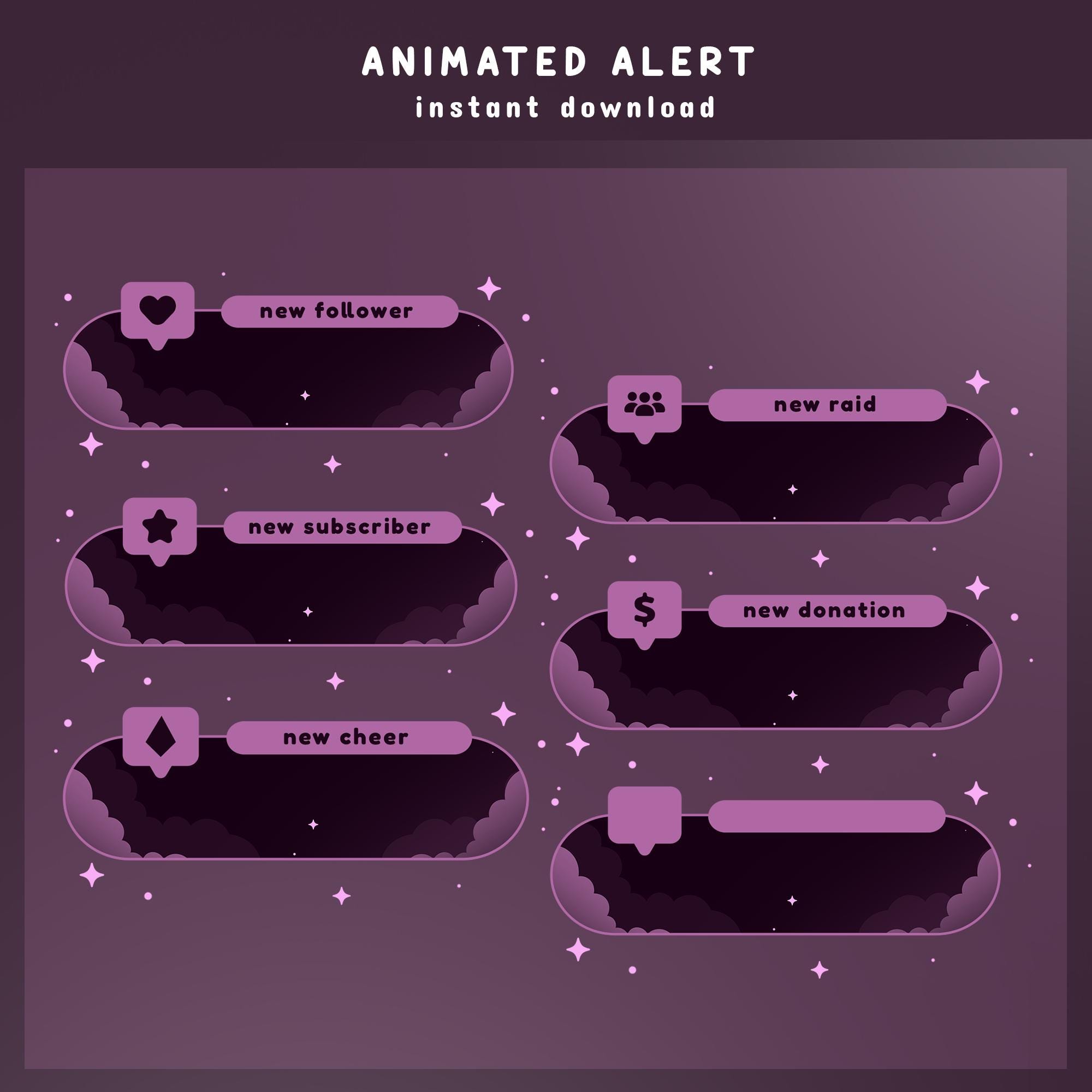 Stream Alert Visuals Silent Crescent Animated Stream Alert Overlay, Twitch Alert Overlay ...