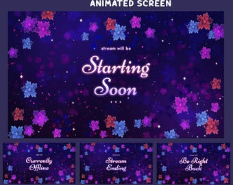 Flower Petal Animated Stream Screen Overlay for Twitch, Elegant Floral Composition, Kawaii Fantasy Style, Twinkling Light Particles, OBS