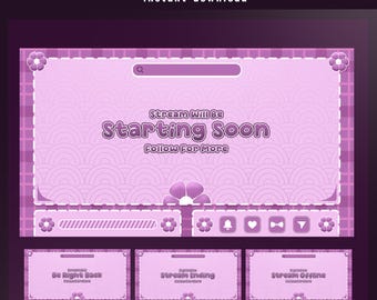 Pink Flower Animated Stream Screen Overlay, Cozy Gaming, Soft Pink Theme, Girly Gaming, Stream Scenes, You Tube Overlay, Stream StartingSoon