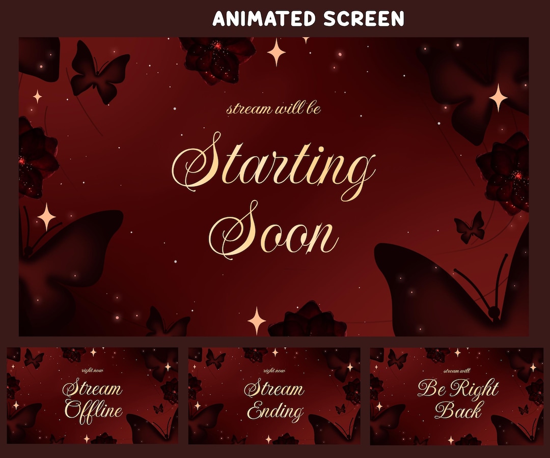 Stream Screen Butters Crimson Butterflies Animated Stream Screen Overlay, Cute Stream Overlay ...