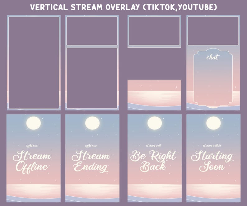 Luna Blush Animated Stream Overlay for Tiktok, Vertical Stream Screen ...