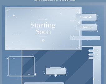 Soft Blue Animated Stream Overlay Bundle, Minimalist Stream, Soft Gaming, Aesthetic Overlay, Cosmic Aesthetic, Magical Vibes, Label, Cam