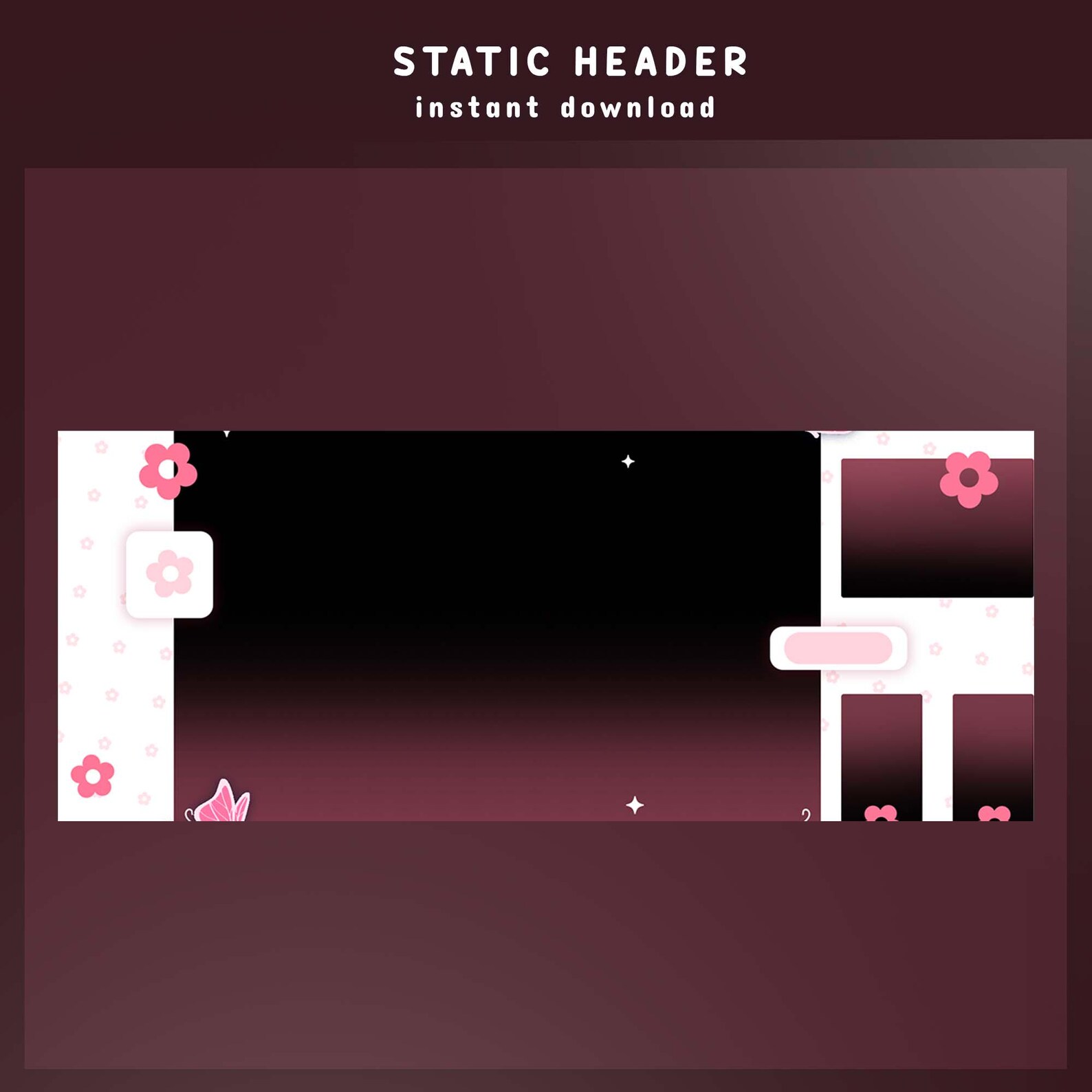 Stream Screen Butters Butter Belle Animated Stream Overlay Bundle, Black Pink Stream Overlay ...