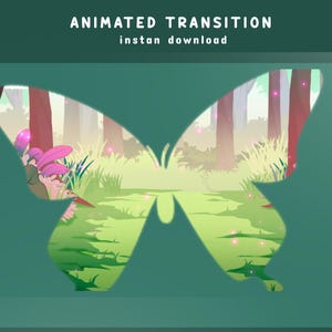 Green Forest Animated Stinger Transition Overlay, Forest Theme Stream Package, Streamer Butterfly Transition, Kawaii Twich Vtuber Transition