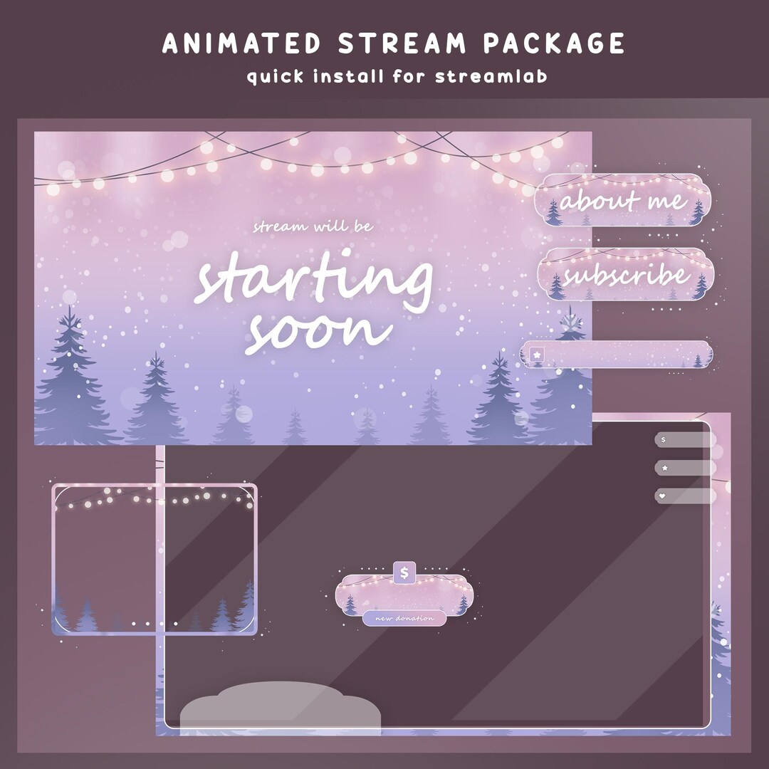 Twinkle Frost Animated Stream Overlay Bundle, Winter Twitch Overlay ...