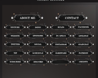 Midnight Stars Static Stream Panel Overlay, Black Stream Panels, Halloween Twitch Theme, Dark Theme Panels, Spooky Streamer Panel Overlay