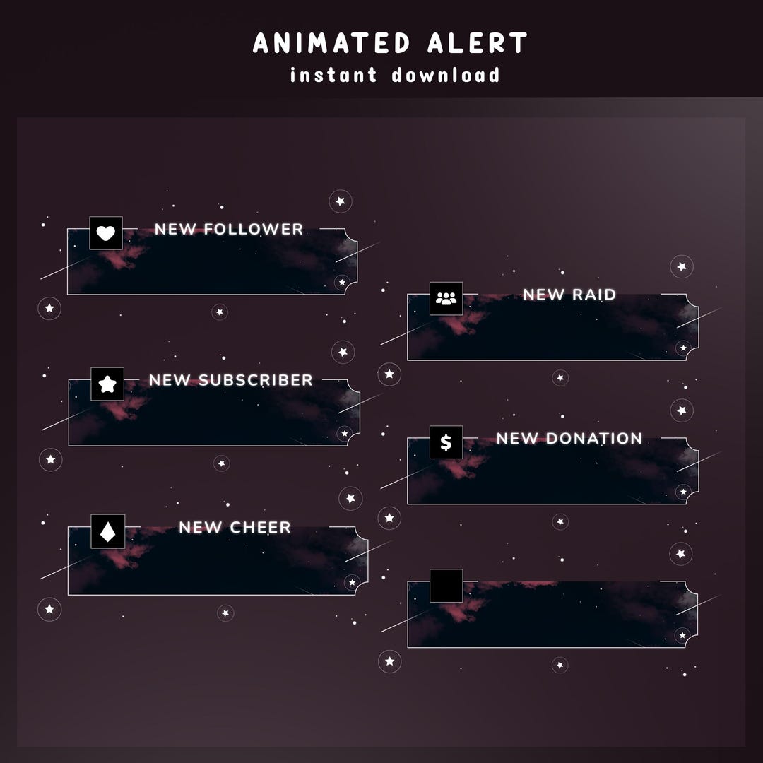 Echo of Dusk Animated Stream Alert Overlay, Galaxy Twitch Alert, Night ...