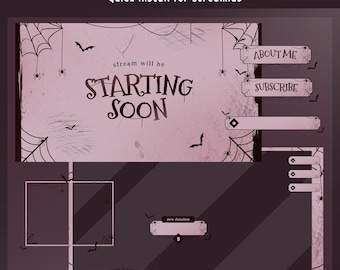 Cobweb Charm Animated Stream Overlay Bundle, Halloween Overlay, Spooky Overlay, Gothic Overlay, Dark Theme Overlay, Spider Overlay
