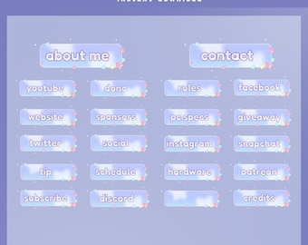 Candy Star Static Stream Panel Overlay, Purple Blue Overlay, Pastel Twitch Panels, Cute Stream Overlay, Kawaii Vtuber Overlay, Soft Overlay
