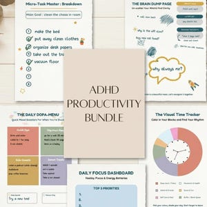 ADHD-productiviteitsbundel: visueel dagschema en hulpmiddelen voor uitvoerend functioneren voor kinderen en volwassenen