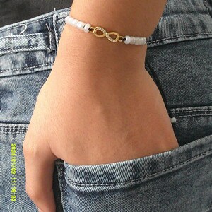 Bracelet infini Doré avec Strass fait main Bijou Porte-Bonheur Bohème Chic cadeau parfait comme cadeau gift