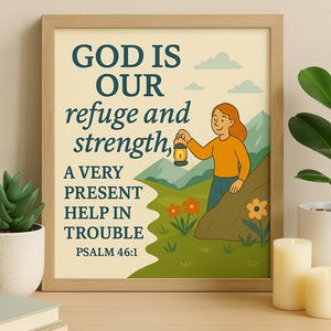 Psalm 46:1 Christian Wall Art | Bible Verse Printable (Digital Download)