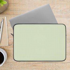 Green Gingham Laptop Bag Chic Green Checkered Laptop Sleeve Stylish Tech Case Computer Bag Gift for Students, Holiday, Office, or Home Use